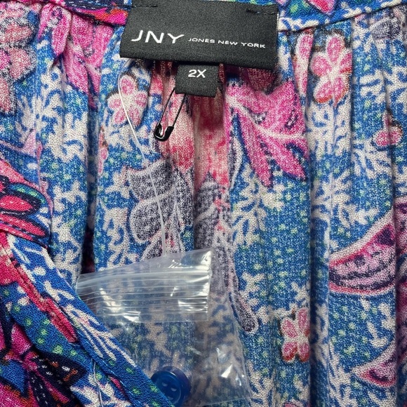 Jones New York bright blue with fuchsia floral print sz 2X - Picture 3 of 5